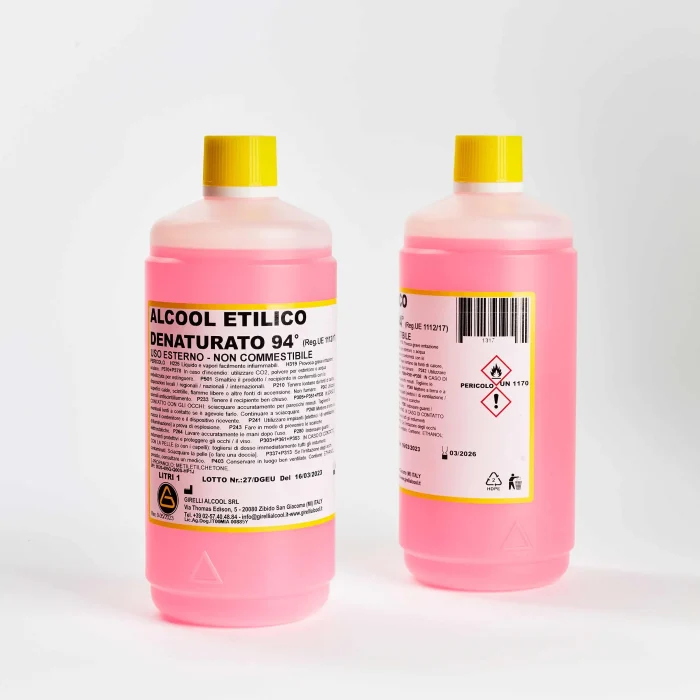 ALCOOL ETILICO DENATURATO  94° ROSA - Scatola composta da 12 flaconi da 1L - immagine 2