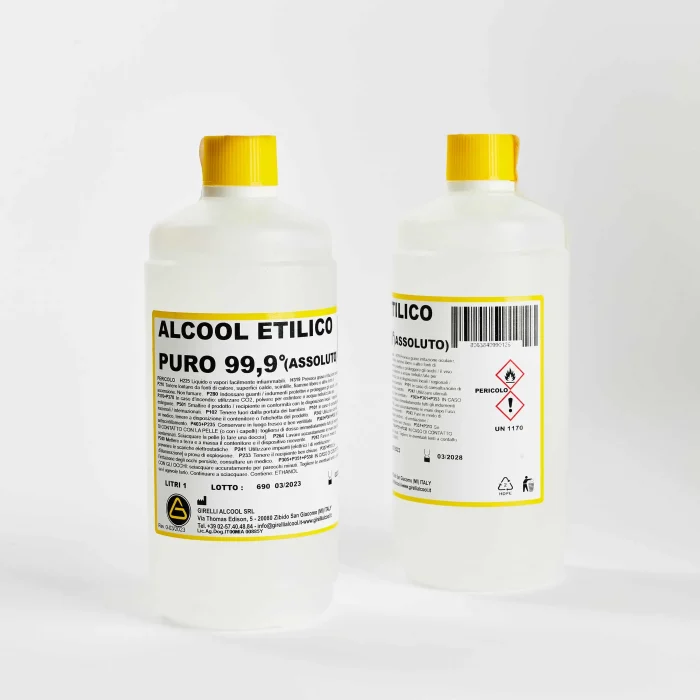 ALCOOL ETILICO PURO - 99,9° ASSOLUTO - Scatola composta da 12 flaconi da 1L - immagine 2