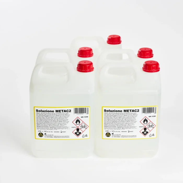 SOLUZIONE METAC2 (ALCOOL METILICO MISCELATO CON ACETONE) - Scatola composta da 5 taniche da 5L